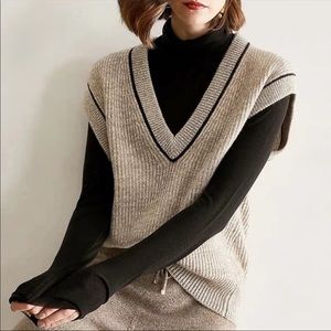Rib Knit Wool Sweater Vest